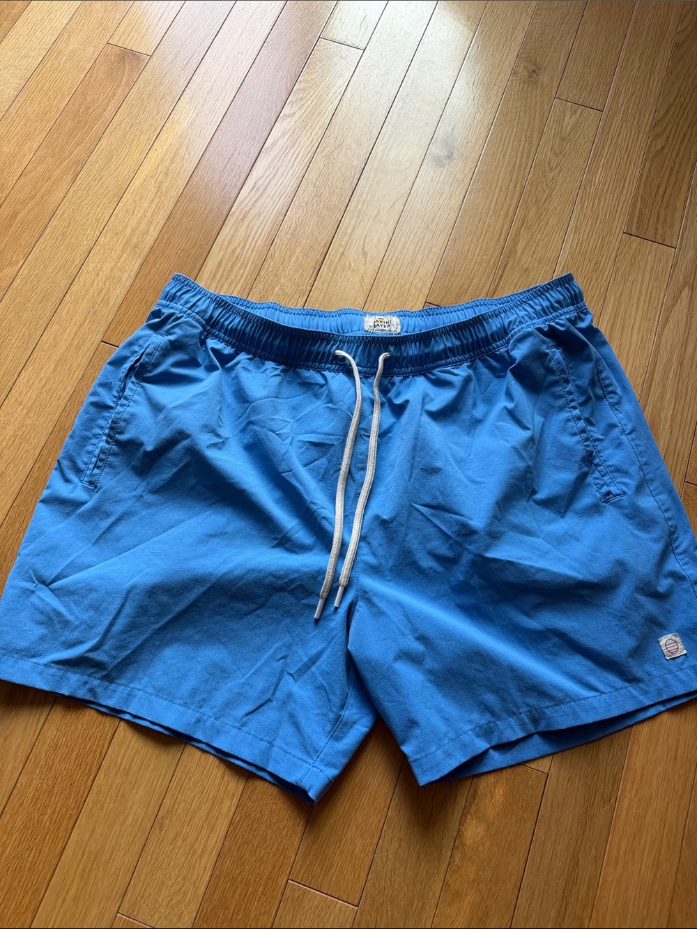 Marine Layer Bright Blue Men’s Swim Trunks with Drawstring
